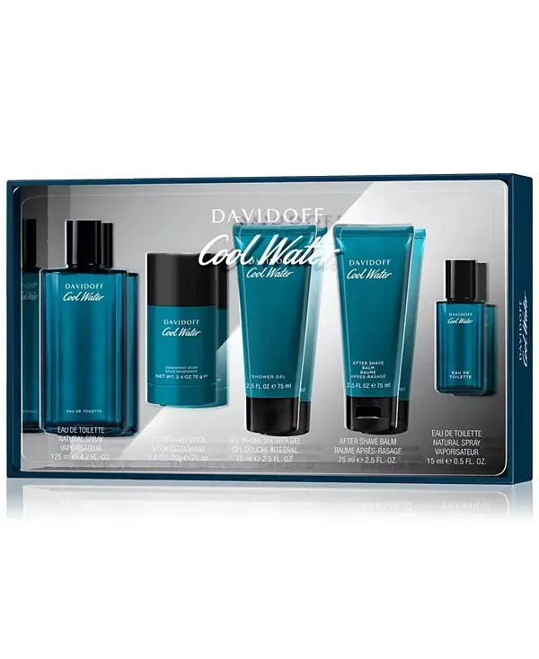 DAVIDOFF COOL WATER MEN SET EDT 125ML+EDT 15ML+ST 70GM+SG 75ML+ASB 75ML
